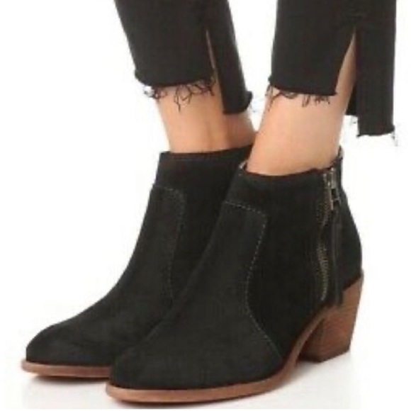 Madewell Suede Janice Ankle Booties in Black 7.5 - Picture 1 of 11